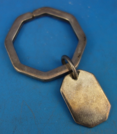 Key Ring w/ engravable tag octagonal .35 oz 2